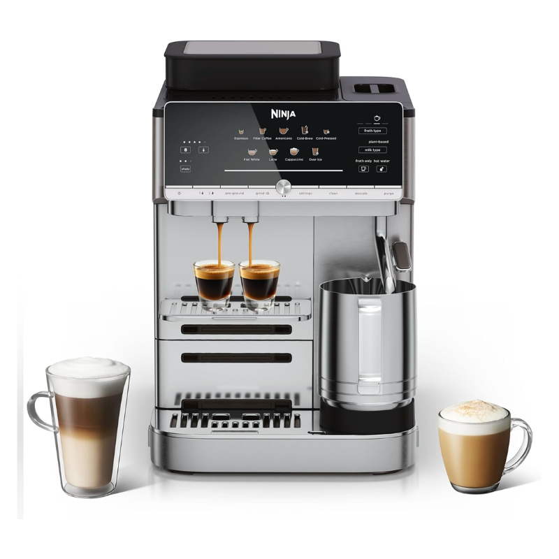 Ninja AutoBarista Fully Automatic Coffee Machine, Bean-to-Cup, 10 One-Touch Drinks, Silver