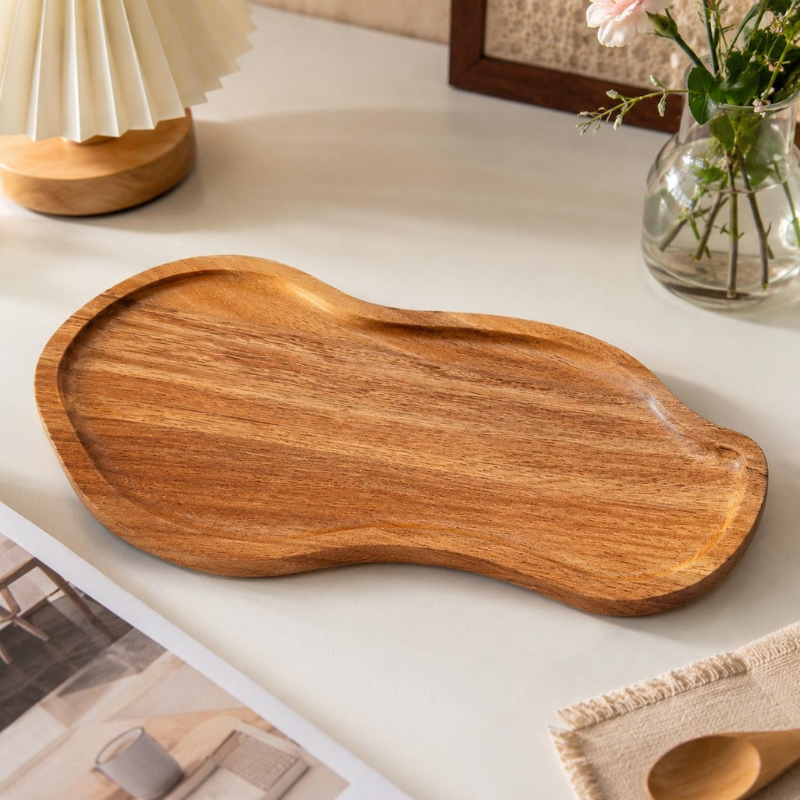 Handmade Wooden Serving Tray | Organic Decorative Platter