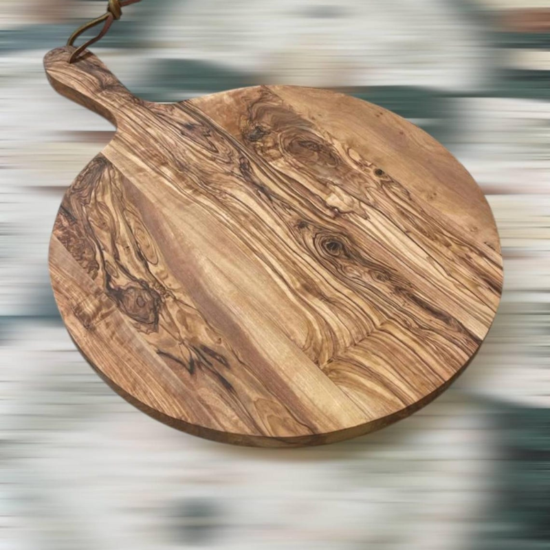 Handmade Olive Wood Pizza Board with Handle