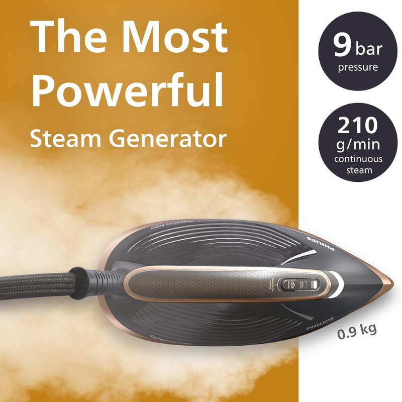 Philips PerfectCare 8000 Series PSG8200/80 Steam Generator Iron, 9 Bar, 750 g Steam Boost, 3120 W
