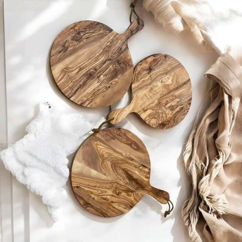 Handmade Olive Wood Pizza Board with Handle