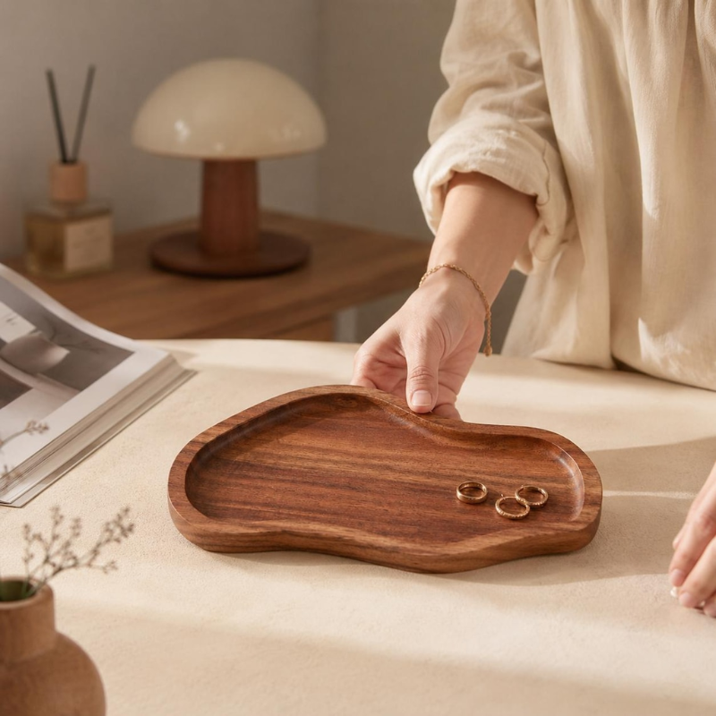 Handmade Wooden Serving Tray | Organic Decorative Platter