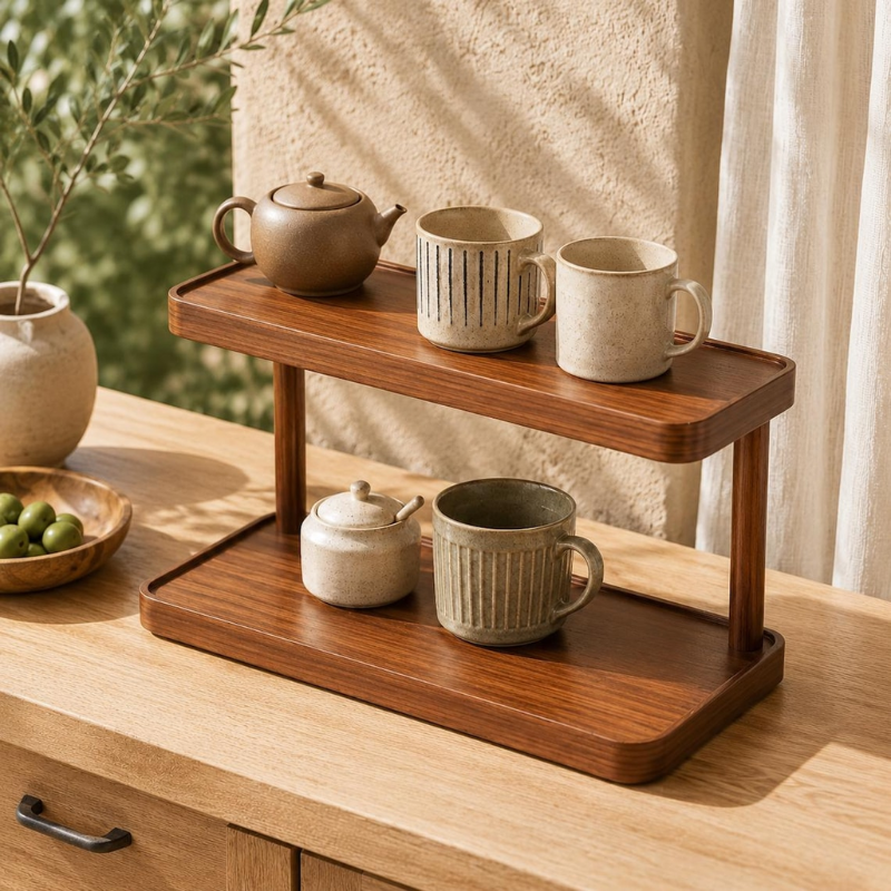 Handmade Wooden Countertop Shelf Organizer