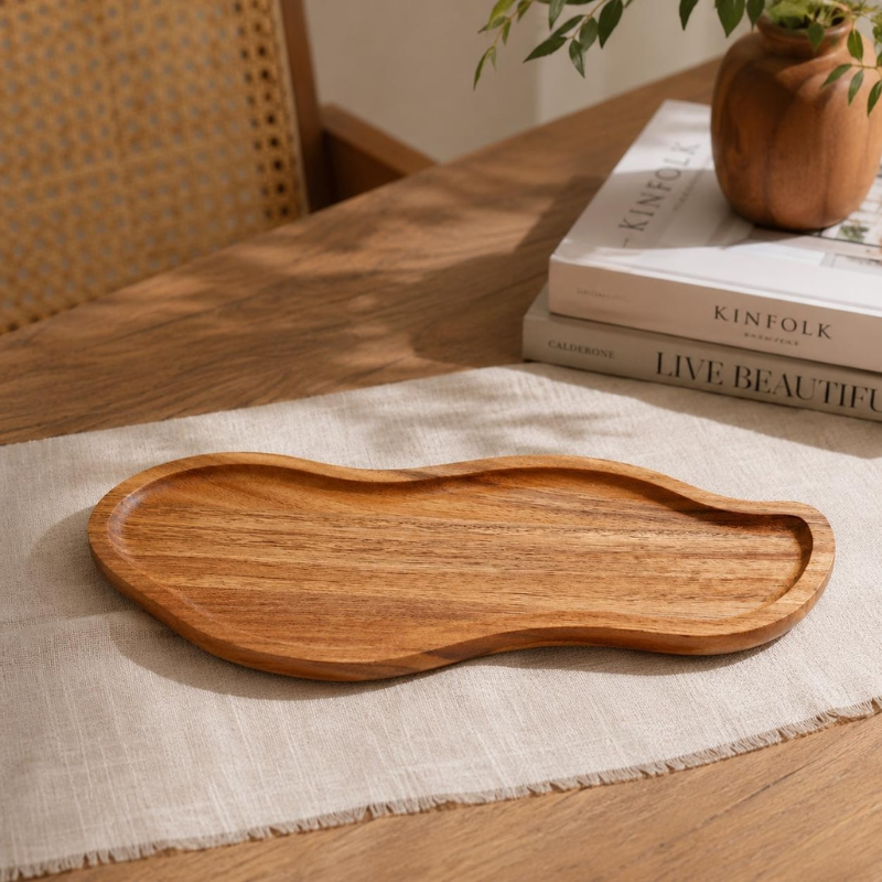 Handmade Wooden Serving Tray | Organic Decorative Platter