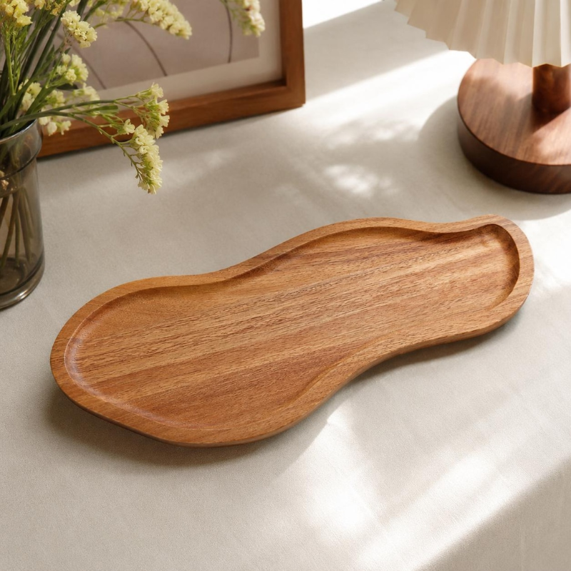 Handmade Wooden Serving Tray | Organic Decorative Platter