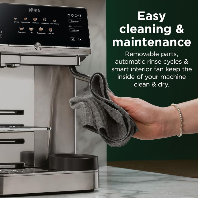 Ninja AutoBarista Fully Automatic Coffee Machine, Bean-to-Cup, 10 One-Touch Drinks, Silver